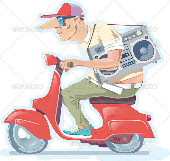 Man on the Scooter - People Characters