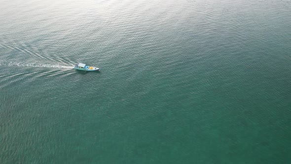 Aerial Boat on tropical Beach alt