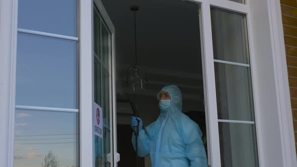 Disinfection Service Carries Out Cleaning of House alt