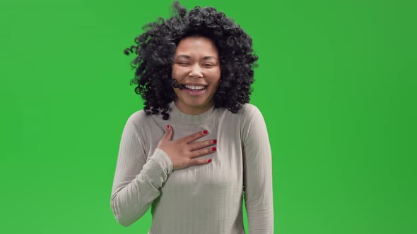 Green Screen Young African Female Laughing