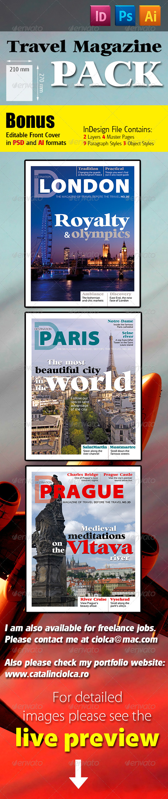 Travel Magazine Pack - Magazines Print Templates