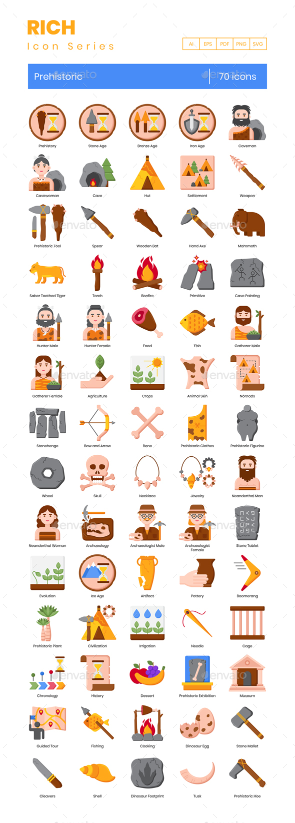 70 Prehistoric Icons | Rich Series