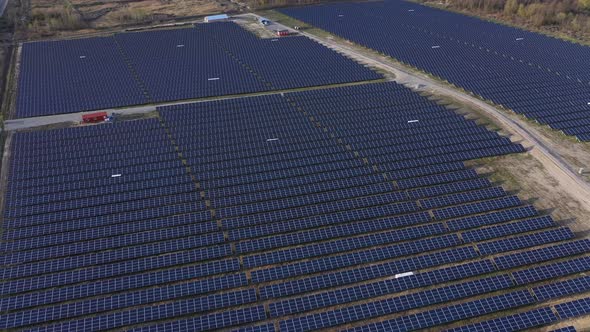 Aerial Shot Of Solar Panels - Solar Power Plant
