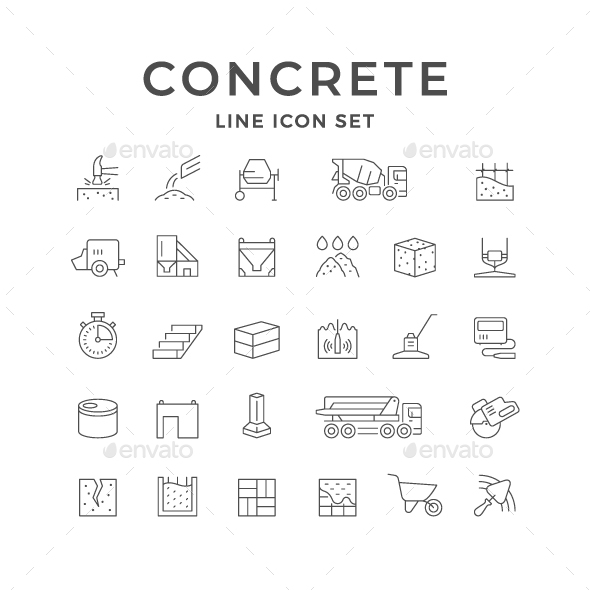 Set Line Icons of Concrete