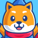 Cartoon Shiba Inu Dog in Winter Season