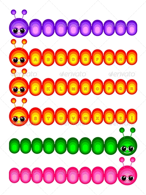 Set of funny caterpillars - Decorative Symbols Decorative