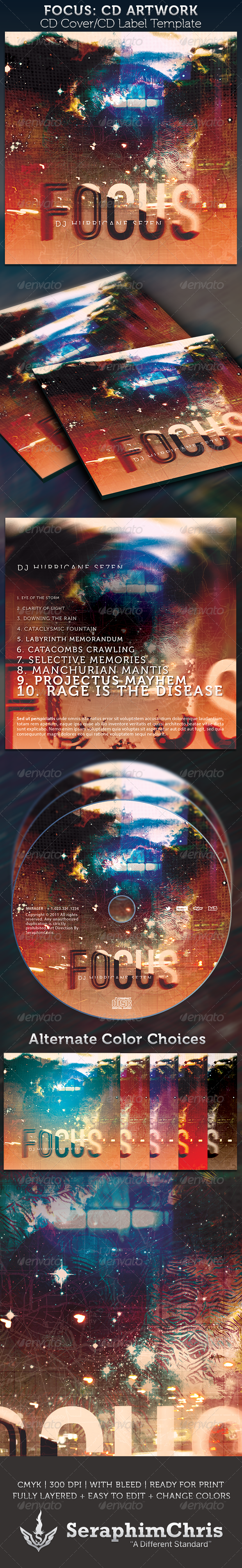 Focus: CD Cover Artwork Template - CD & DVD Artwork Print Templates
