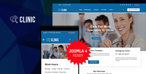 Clinic – Modern Medical & Healthcare Joomla Responsive Template