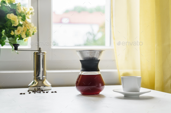 Close up of glass filter coffee maker