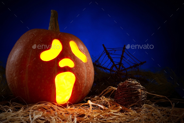 Halloween Pumpkin in a form of scream mask