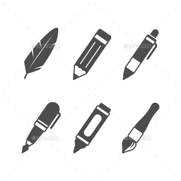[DOWNLOAD]Set Glyph Icons of Writing Utensils