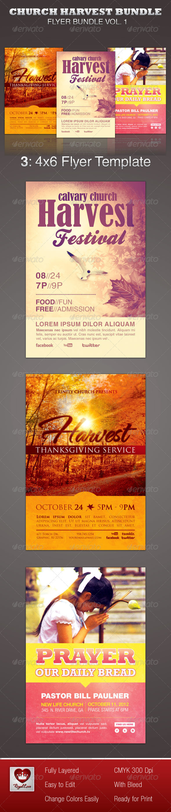 Church Harvest Flyer Template Bundle - Church Flyers