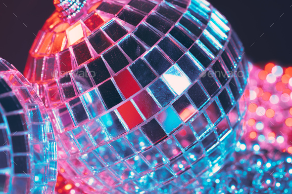 Illustration Of Blue And Pink Disco Balls With Light Beams