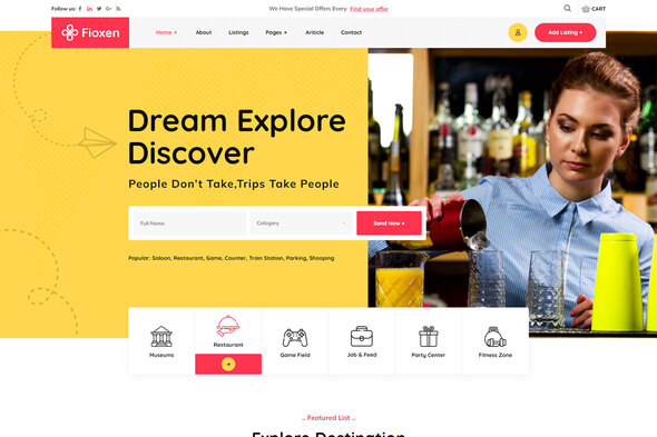 Fioxen - Travel & destination Listings Elementor Template Kit
