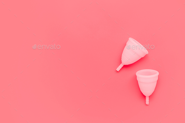 Pink Menstrual Cup On Color Background Female Intimate Hygiene Period Products Top View Stock 9005