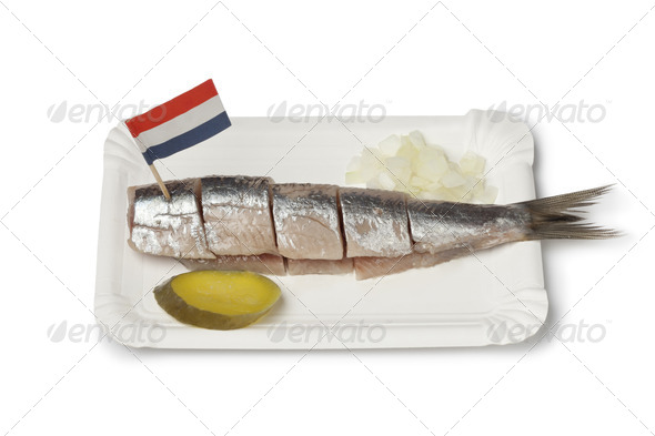 Traditional fresh herring with onions - Stock Photo - Images