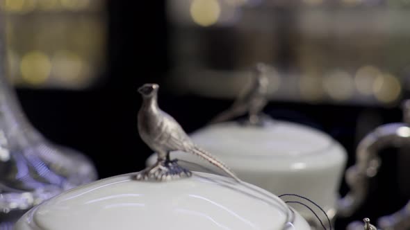 Close Up the Finished Products of the Silver Factory  Silver Decoration for Teapot alt