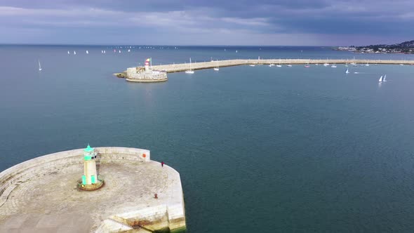 Aerial View of Sailing Boats, Ships and Yachts in Dun Laoghaire Marina Harbour, Ireland