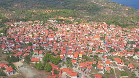 Aerial view of the beautiful Greek village, Europe.