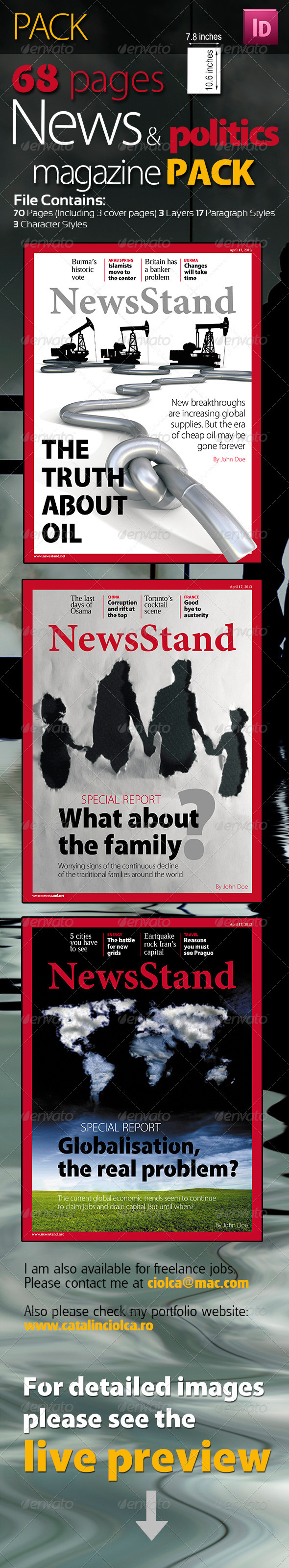 68 Pages News & Politics Magazine Pack - Magazines Print Templates