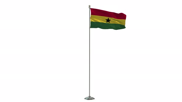 Ghana   loop 3D Illustration Of The Waving Flag On Long  Pole With Alpha