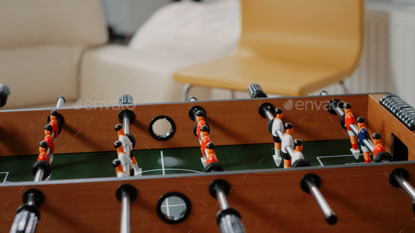 Close Up Of Soccer Game On Foosball Table To Have Fun With Play Stock Photo By Dc Studio