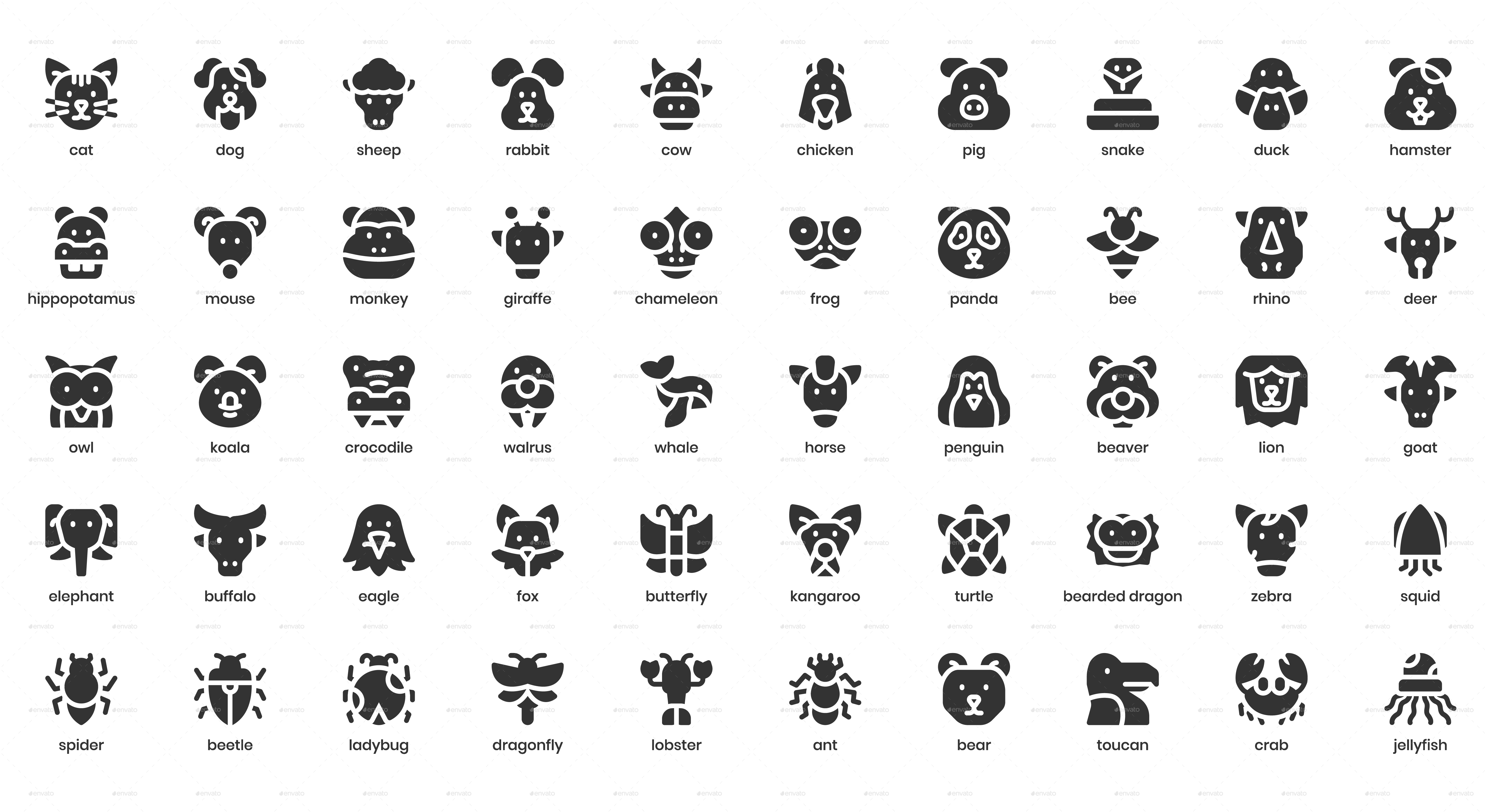Animal icon Set, Icons | GraphicRiver