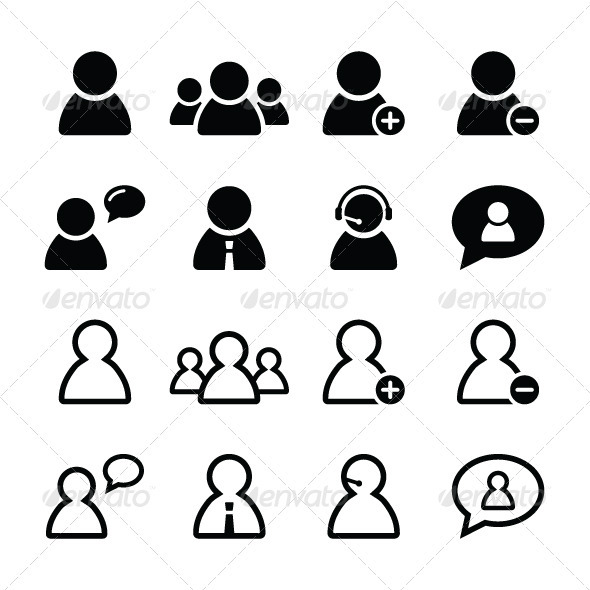 Customer service agents buttons set - People Characters