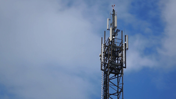 Cellular Antenna Mast With Clouds