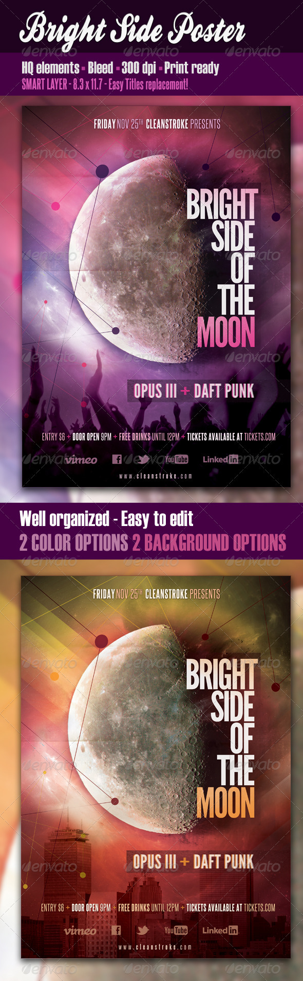Bright Side Poster Template - Clubs & Parties Events