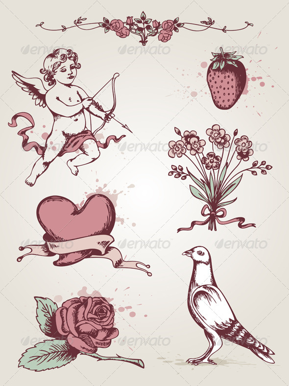 Valentine's Vintage Elements - Valentines Seasons/Holidays