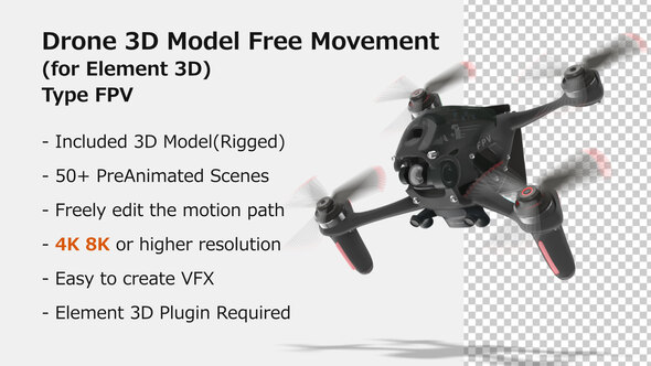 FPV Drone 3D Model Free Movement