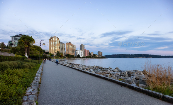 Walking Trail in a modern city on the West Coast of Pacific Ocean