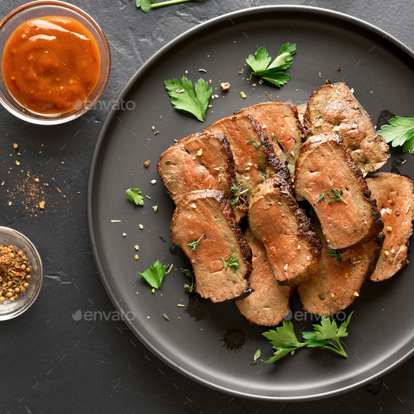 Grilled sliced beef liver Stock Photo by voltan1 PhotoDune