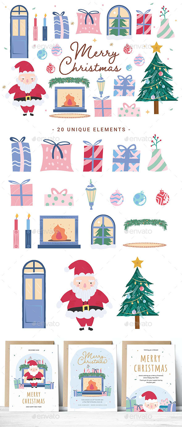 Cute Christmas Clipart Illustrations