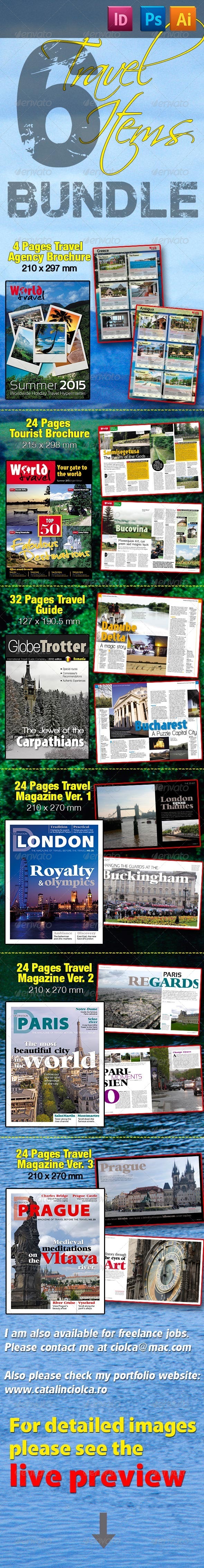 6 Travel Items Bundle - Magazines Print Templates