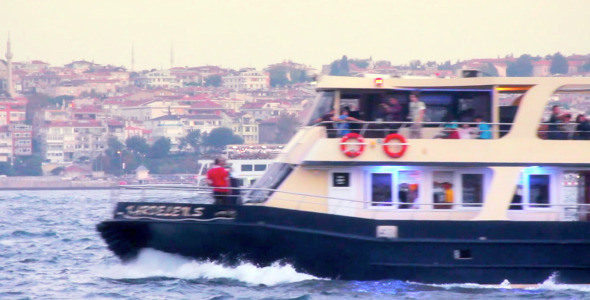 Ferry And Big Boat At Bosphorus Istanbul
