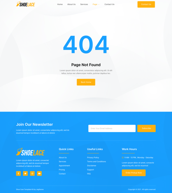 Shoelace ? Shoes Cleaning & Laundry Service Elementor Template Kit