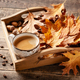 Autumn background with cup of black coffee and fall decoration - PhotoDune Item for Sale