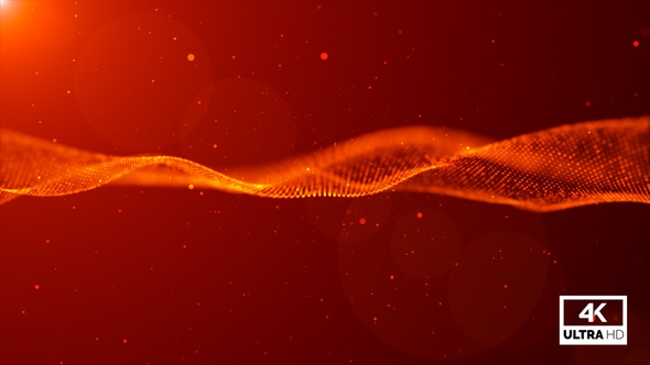 Red Digital Particles Wave Flow Line Background Looped V2 alt