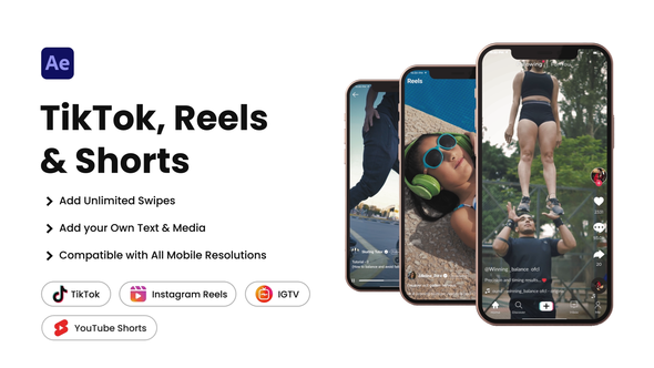TikTok, Instagram Reels,  Shorts & IGTV, After Effects Project Files