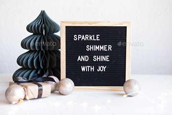Felt Letter Board With Text Sparkle Shimmer And Shine With Joy And  Christmas Gifts Decoration Stock Photo - Download Image Now - iStock