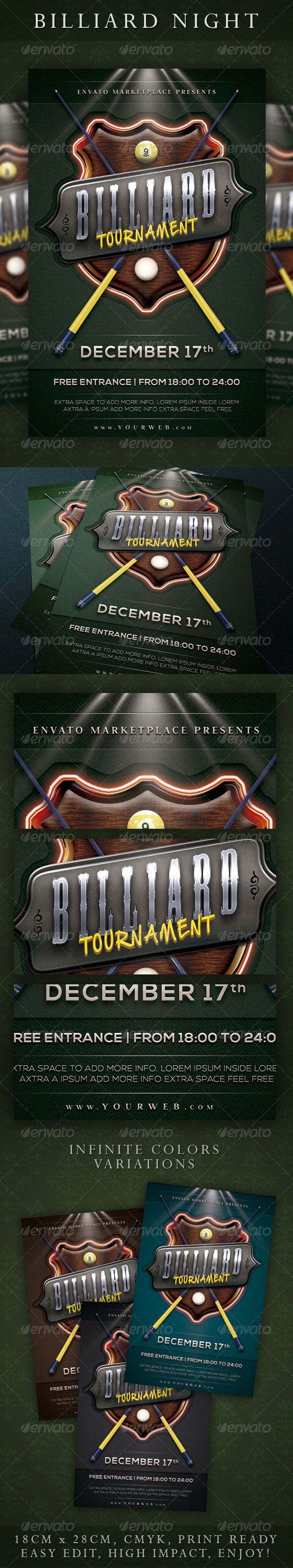 Pool Night Flyer Template - Sports Events