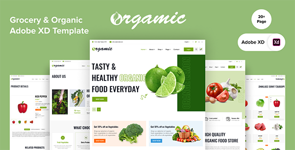 Orgamic - Grocery & Organic Food Shop Template For Adobe XD by pixleslab