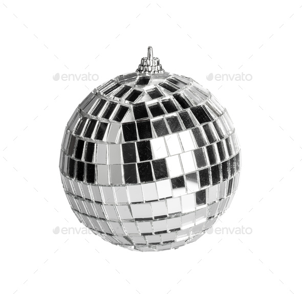 Mini disco ball isolated on white background Stock Photo by FabrikaPhoto