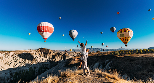 The couple is traveling