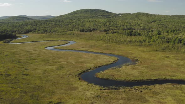 Picture perfect view over meandering river through untouched wilderness alt
