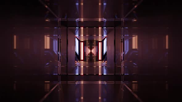 A 3D Illustration of  FHD 60FPS Glass Neon Tunnel