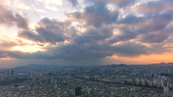 Time Lapse Sunset Seoul city Seoul, South Korea.