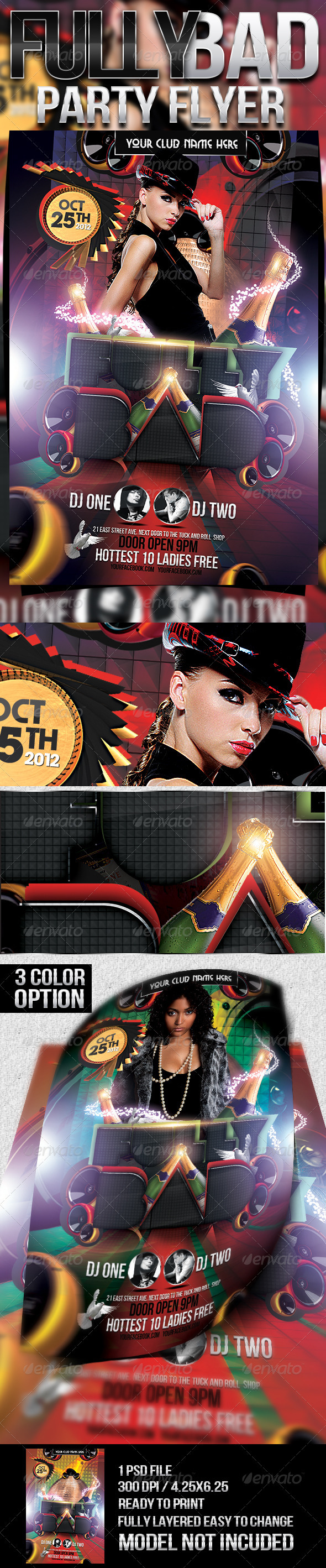 Fully Bad Party Flyer - Clubs & Parties Events